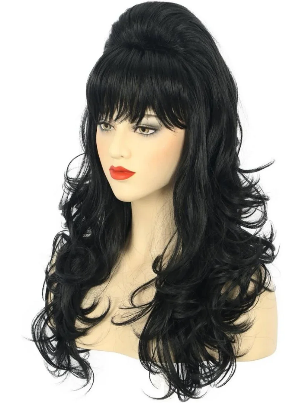 Long Wavy Black Bouffant Wig for Women | 60s 70s Beehive Style Hairpiece